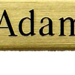 Small Satin Brass Brass Name Badges (3/8" x 2 1/4") w/ SAFETY PIN FASTENER ON BACK